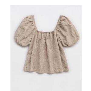 Aerie Seersucker Puff Sleeve Top